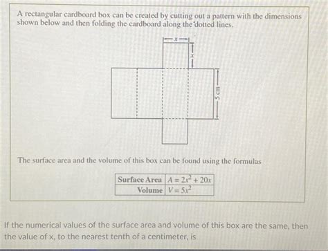 Solved A rectangular cardboard box can be created by cutting | Chegg.com