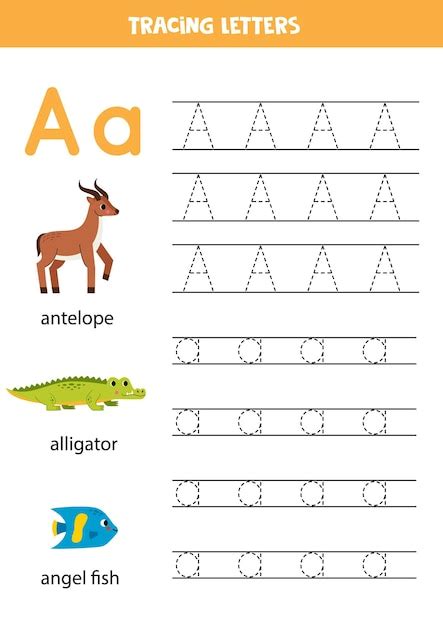 Premium Vector Animal Alphabet Writing For Preschool Kids Letter A Is