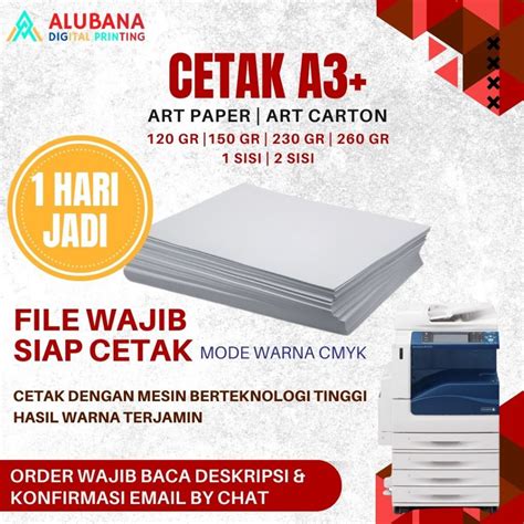 Jual Cetak A3 Murah Print A3 1 Sisi Dan 2 Sisi Kertas Art Paper