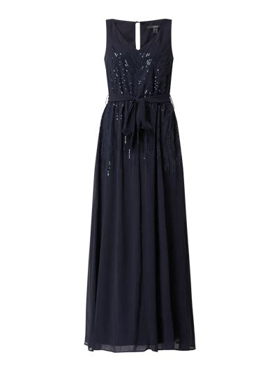 Esprit Collection Abendkleid Aus Chiffon Mit Tailleng Rtel Dunkelblau