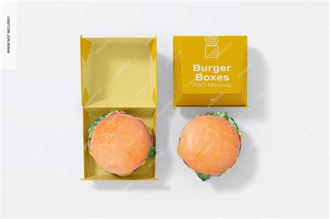 Premium Psd Burger Boxes Mockup Top View