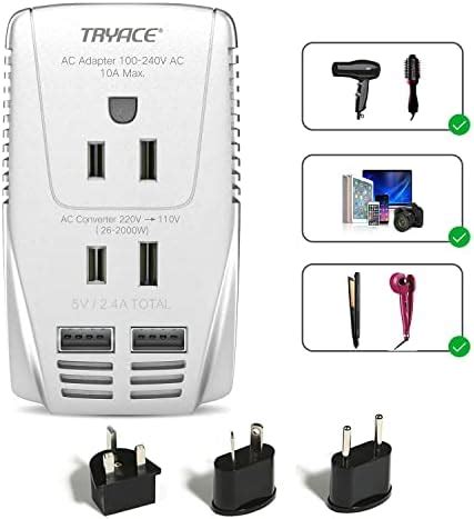 TryAce Convertidor De Voltaje De Viaje De 2000 W Reductor De 220 V A