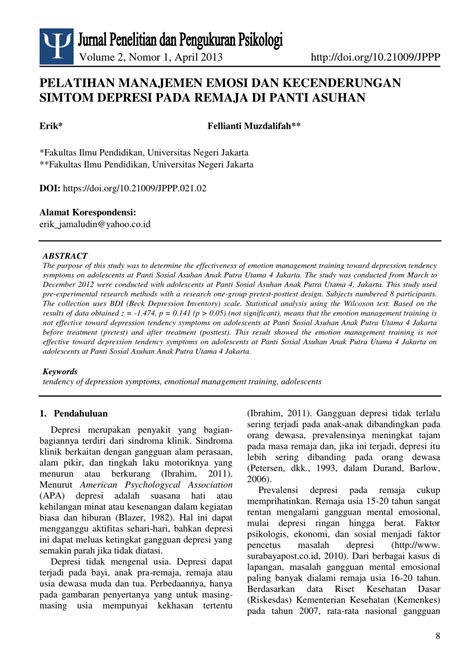PDF PELATIHAN MANAJEMEN EMOSI DAN KECENDERUNGAN SIMTOM DEPRESI PADA