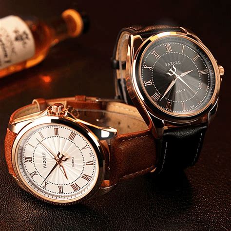 Yazole Fashion Business Waterproof Creative Dial Leather Strap Men