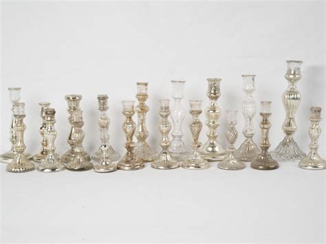 Set Of Antique French Mercury Glass Candlesticks Chez Pluie