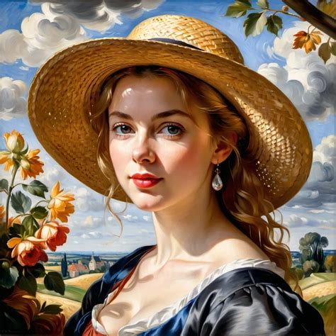 Self Portrait In A Straw Hat French Autoportrait A