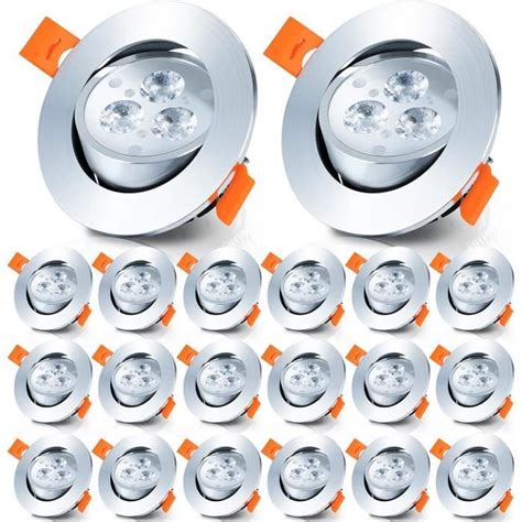 Spots Encastrables 20 Led 3w Spot Led Salle De Bain Plat 230v Remplace Halogène 30w Spots