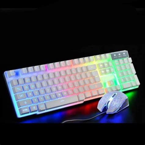 Kit Teclado Mouse Gamer Rgb Semi Mec Nico Multim Dia Aoas M Branco