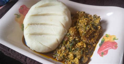 Pounded Yam And Egusi Soup With Bitterleaf Recipe By Tasty And Delicious Cookpad