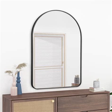 NeuType 36 X 24 Arched Wall Mirror Aluminum Alloy Mirror For Vanity