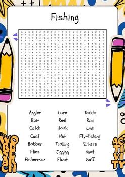 Fishing Word Search No Prep Fun Worksheet By Land Of Puzzles Tpt