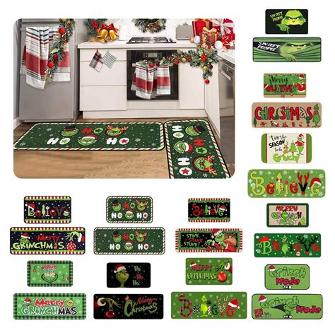 Corashan Christmas Decoration Grinch Mat Cartoon Printed Doormat