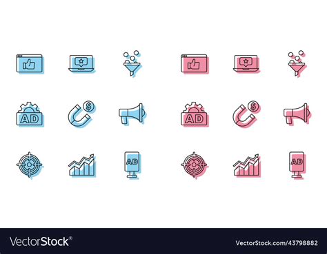 Set Line Target Financial Growth Increase Vector Image