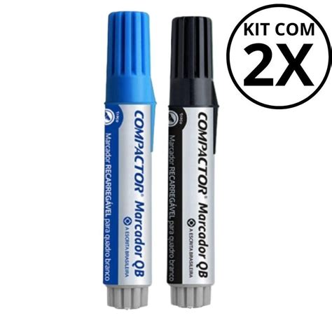 Kit C 2 Marcador Para Quadro Branco Recarregável Compactor Escolar