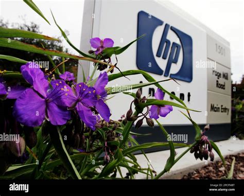 An Exterior View Of Hewlett Packard Co Headquarters Is Seen In Palo