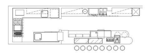 Kitchen Of Restaurant With Bar Architecture Layout Plan Cad Drawing