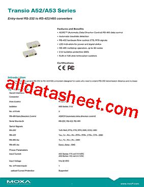 A52 Datasheet(PDF) - Moxa Inc.