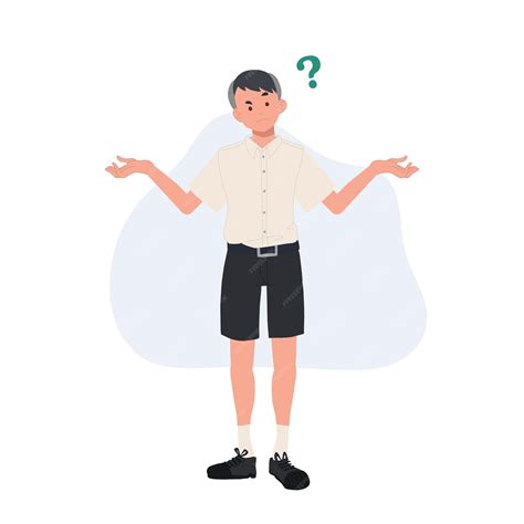 Premium Vector | Full length of thai student boy is confuse don't