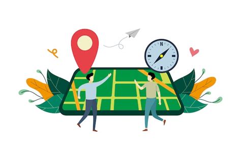 Sistema De Navegación Gps Ubicación En La Ilustración Plana Del Mapa