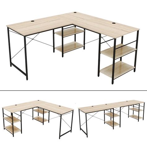 Modern Style L- Shape Office Workstation Computer Table Laptop Folding ...