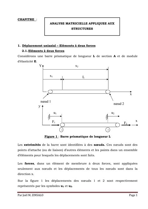 Analyse Matricielle Appliqu E Aux Structures M Thode Des L Ments Finis