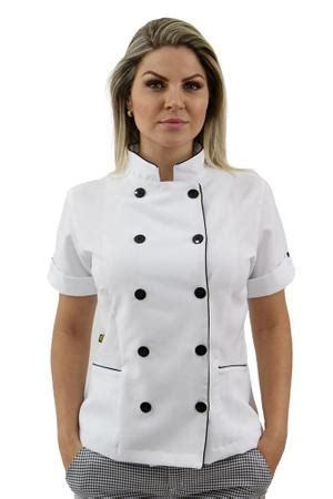 Dolmã chef cozinha feminina manga curta Demorgan Uniformes