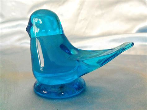 Crystal Blue Bird Of Happyness Figurine Artist Etched Signed 1997 EBay