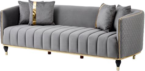 Toronto 3 Seat Sofa In Gray By Furnia 1StopBedrooms