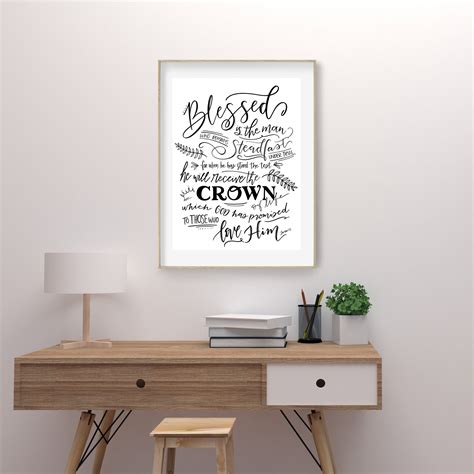 Steadfast Under Trial Crown Of Life Bible Verse Art James 112