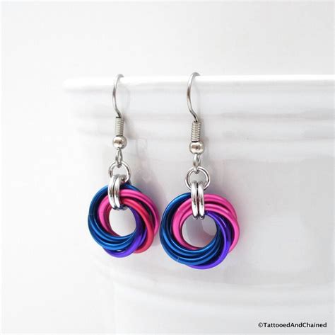 Bisexual Pride Earrings Love Knot Chainmail Earrings Bi Etsy