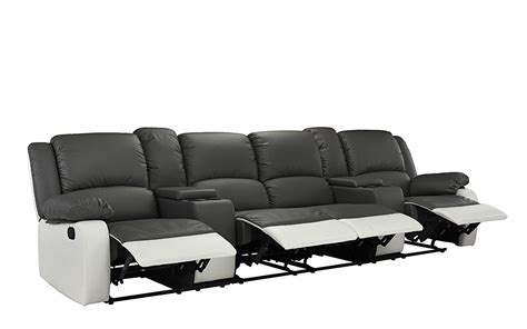 4 Seat Large Classic Recliner Sofa with Cup Holders, Home Theater ...