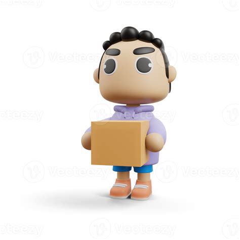 Delivery Man Holding A Box 3d Rendering 14529697 Png