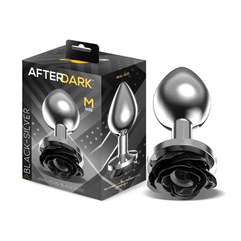 Plug Anal De Metal Con Rosa Negra En La Base Talla M