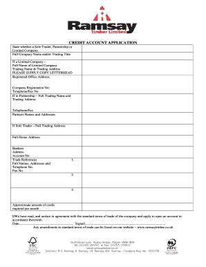 Fillable Online Ramsay Timber Application Forms Fax Email Print