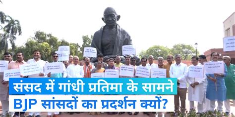 Rajasthan Bjp Mps Protest In Front Of Gandhi Statue In Parliament