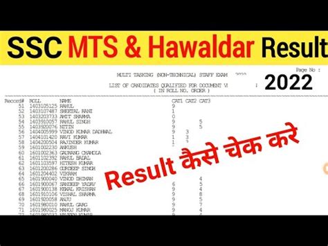 SSC MTS Result 2022 SSC MTS Havaldar Tier 1 Result Date SSC MTS