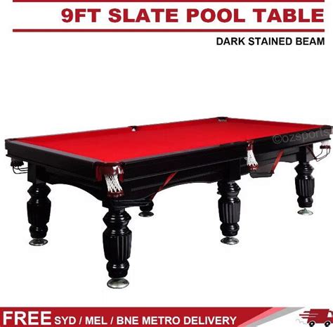 9ft Slate Pool Table Red Felt With Free Accessories Dma