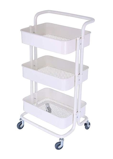 3 Tier Metal Mesh Storage Shelf Utility Rolling Cart With Removable