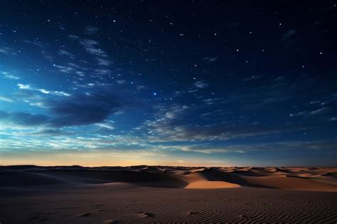 Premium AI Image | A starry night sky above a vast illuminated desert ...