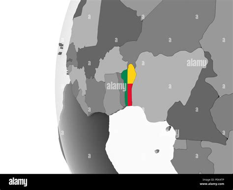 Benin On Gray Political Globe With Embedded Flag D Illustration Stock