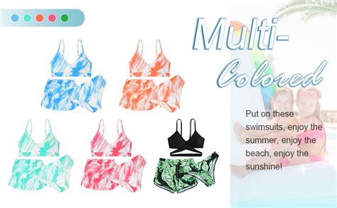 SEAUR Girls Bikini Sets Hawaiian Piece Swimsuit Beach Sport Bikini Bathing Suits Tie Dye