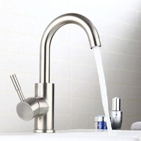 AlwaysH Stainless Steel Single Lever Bathroom Sink Faucet Hot And Cold Water With Hoses
