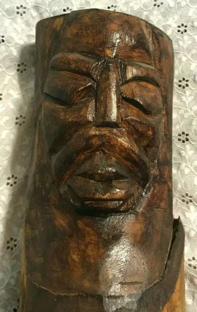 Statue Tiki En Bois Massif Africain Vintage Totem En Bois Sculpt