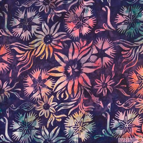 Timeless Treasures Tela Batik Morada Con Flores Fabric By Timeless