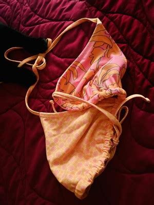 Women S Reversible Triangle Bikini Top Wild Fable Green Floral Print Purple Gingham Print L