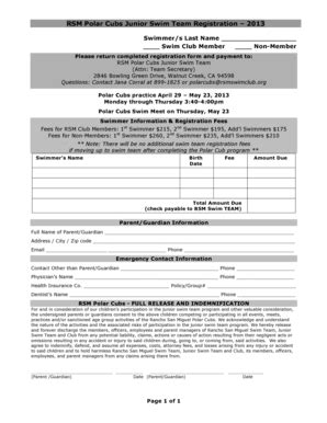 Fillable Online Polar Cubs Registration Form Teamunify Fax Email