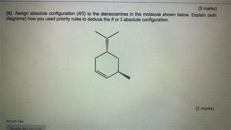 Solved 3 Marks B Assign Absolute Configuration RIS To Chegg