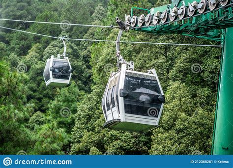 View Of One Ropeway Of Many Cangshan Mountain Cable Car And Green