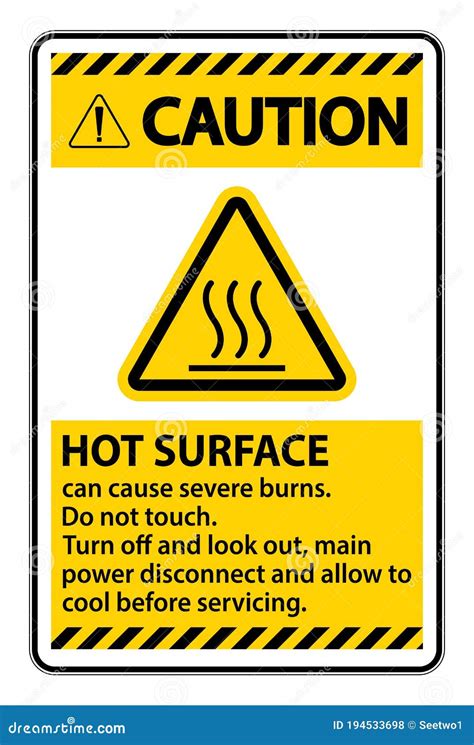 Caution Hot Surface Sign On White Background Stock Vector OFF