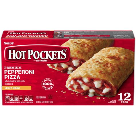 HOT POCKETS Pepperoni Pizza Frozen Sandwiches 12 Ct Box Frozen Food With Mozzarella Cheese